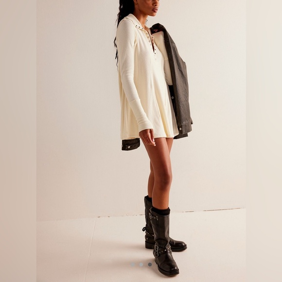 Free People Tops - Free People - We The Free Made Of Dreams Ivory Thermal Half Button Blouse Large